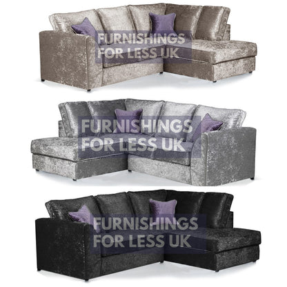 Crystal Crushed Velvet Full Back Corner Sofa