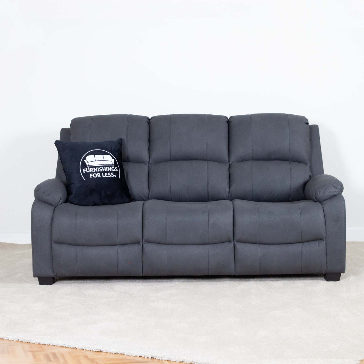Alaska Grey Full Fabric 3 Piece Sofa Suite