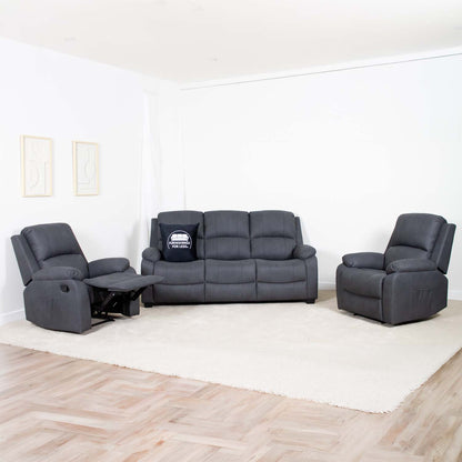 Alaska Grey Full Fabric 3 Piece Sofa Suite