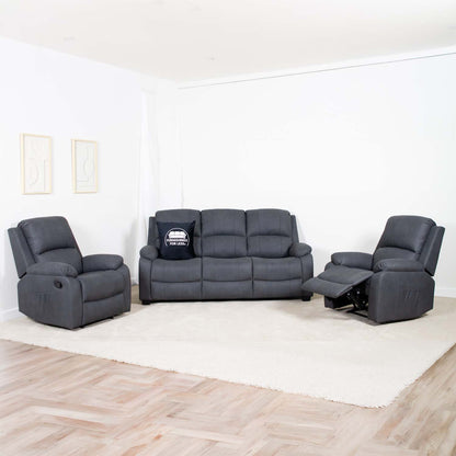 Alaska Grey Full Fabric 3 Piece Sofa Suite