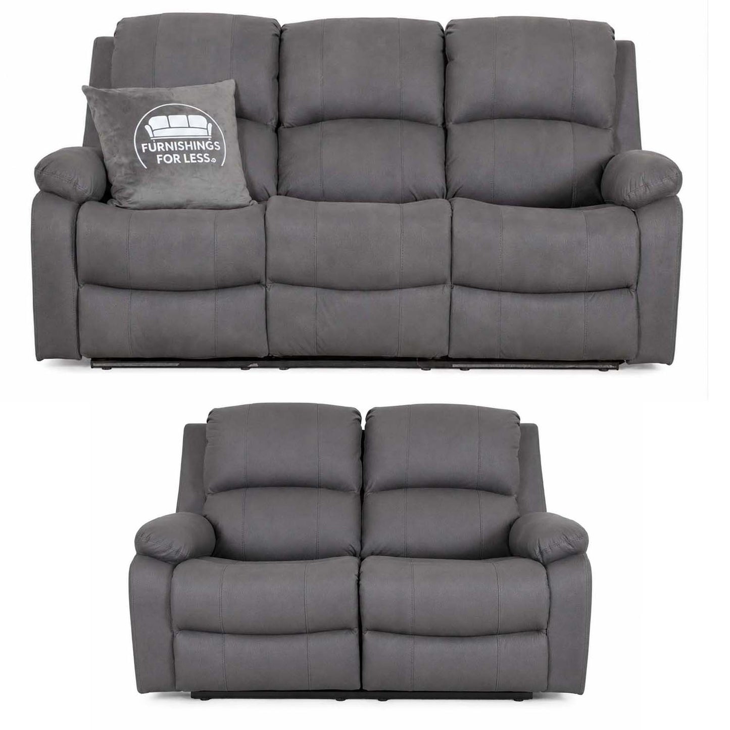 Alaska Full Fabric Reclining Sofa Suite 3 + 2 - Grey