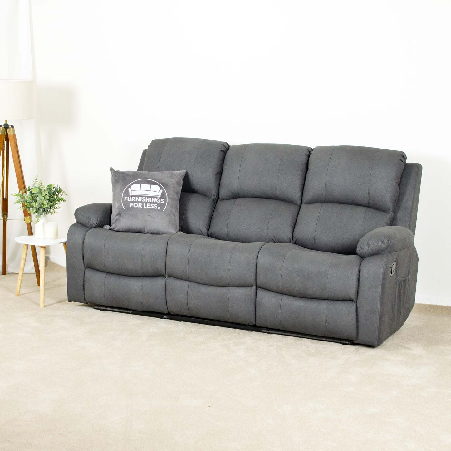 Alaska Full Fabric Reclining Sofa Suite 3 + 2 - Grey