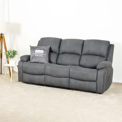 Alaska Full Fabric Reclining Sofa Suite 3 + 2 - Grey