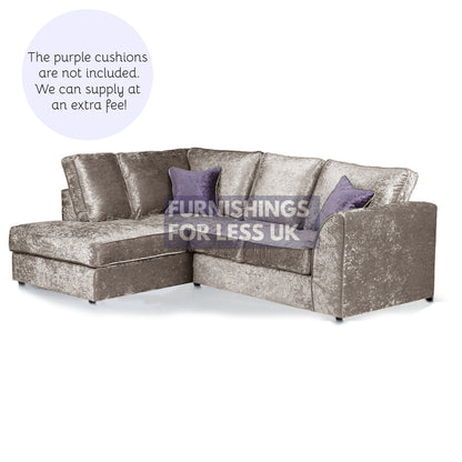 Crystal Crushed Velvet Full Back Corner Sofa