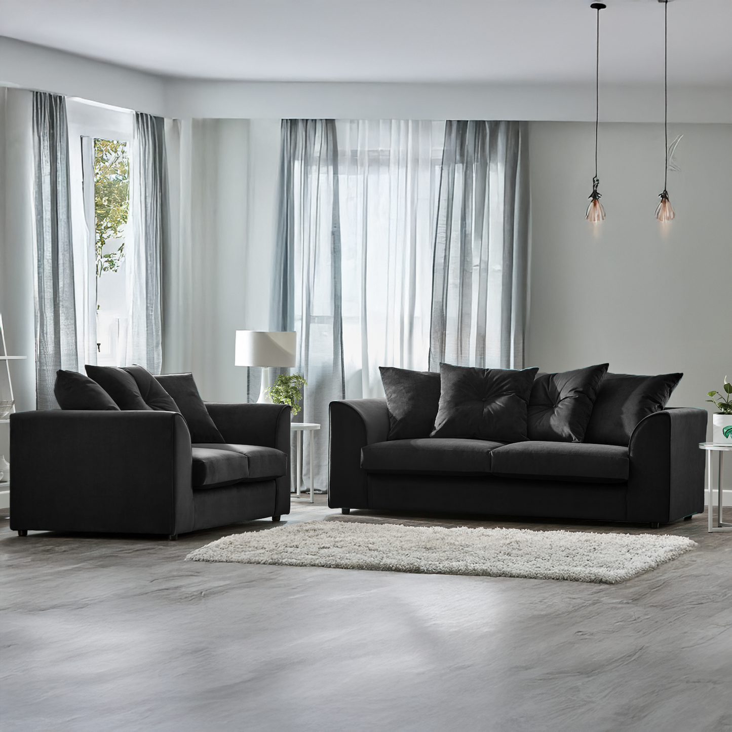 Fernando Plush Velvet Fabric Sofa Suite