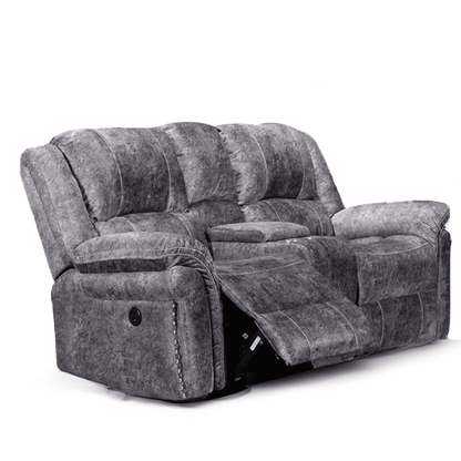 Galaxy Plush Velvet 2 Seater Electric Recliner With Console