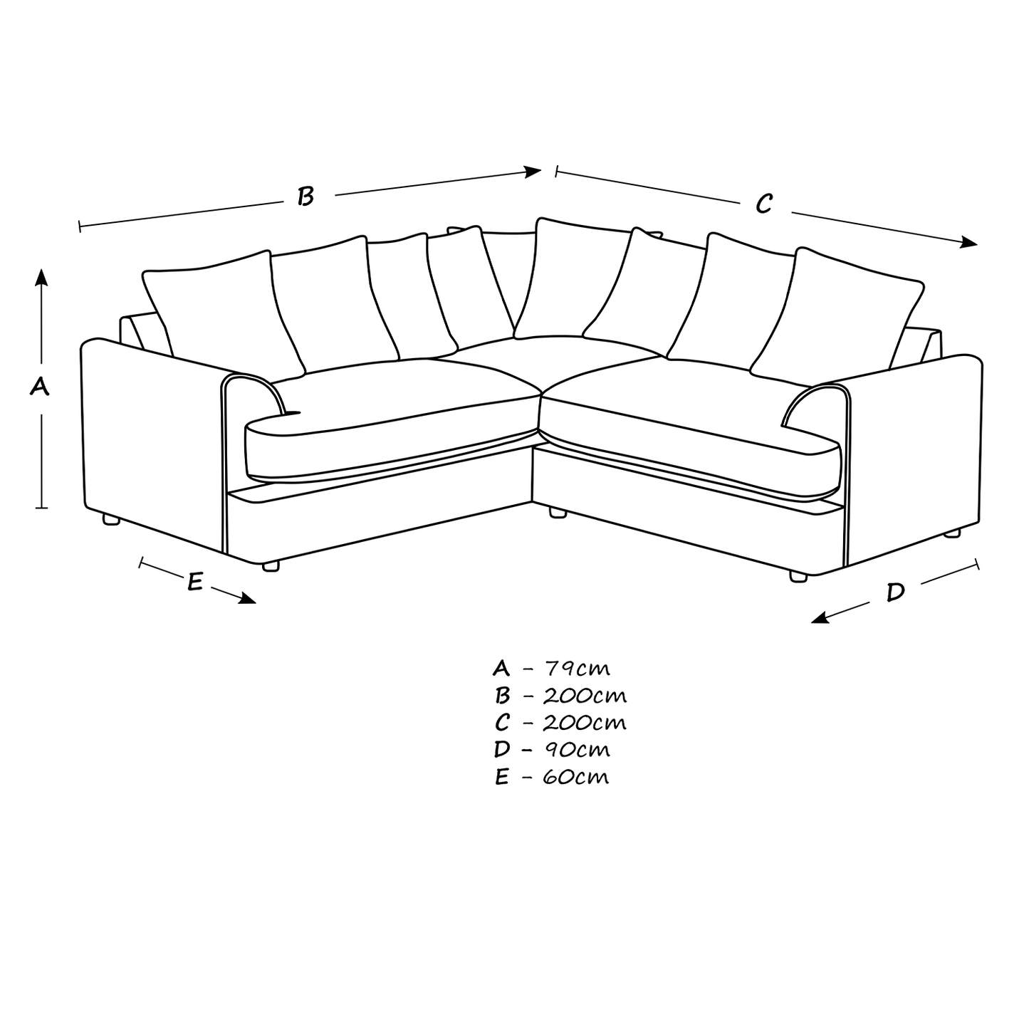 Graceland Fabric 5 Seater Corner Sofa