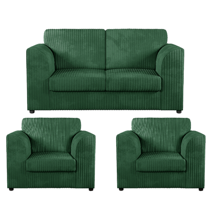 Luxor Jumbo Cord 2 Seater and 2 x Armchairs - Full Back