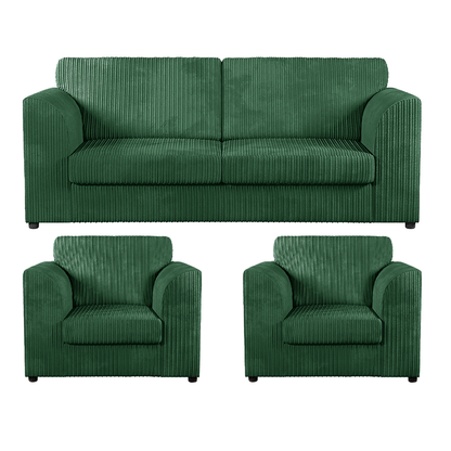 Luxor Full Jumbo Cord 3 Seater and 2 x Armchairs - Full Back