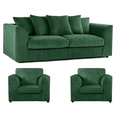 Luxor Full Jumbo Cord 3 Seater and 2 x Armchairs - Scatter Back