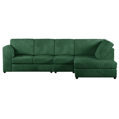 Luxor Full Cord Fabric 5 Seater Corner Sofa Full Back