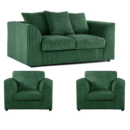 Luxor Jumbo Cord 2 Seater and 2 x Armchairs - Scatter Back