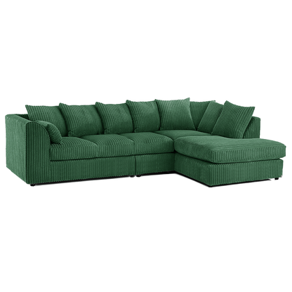 Luxor Full Cord Fabric 5 Seater Corner Sofa Scatter Back