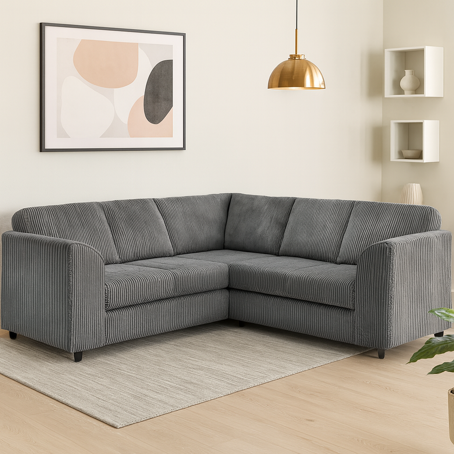 Ferguson Full Jumbo Cord 5 Seater 2 Corner 2 Sofa Full Back