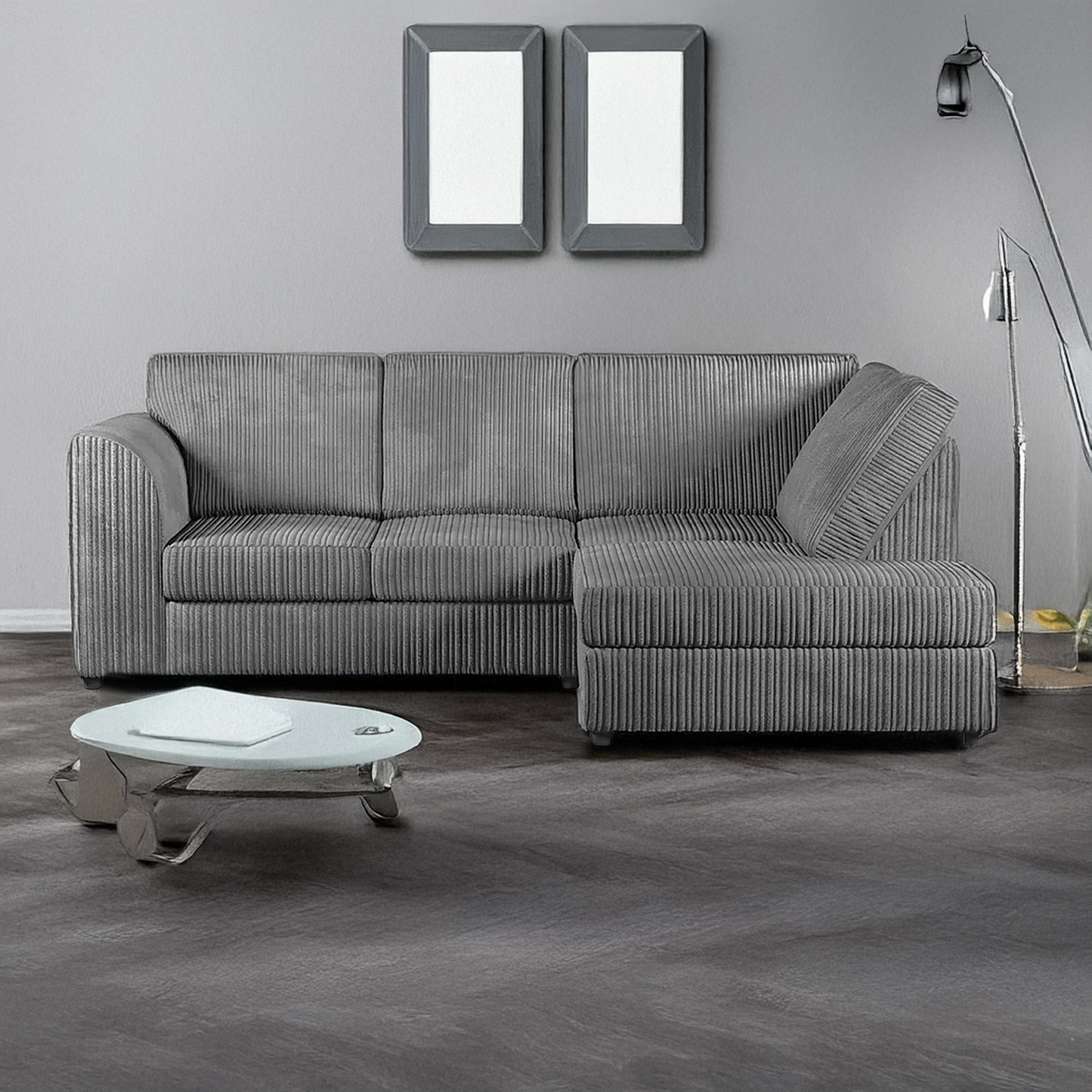 Luxor Cord Fabric 4 Seater Corner Sofa Full Back