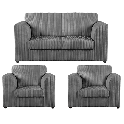 Luxor Jumbo Cord 2 Seater and 2 x Armchairs - Full Back
