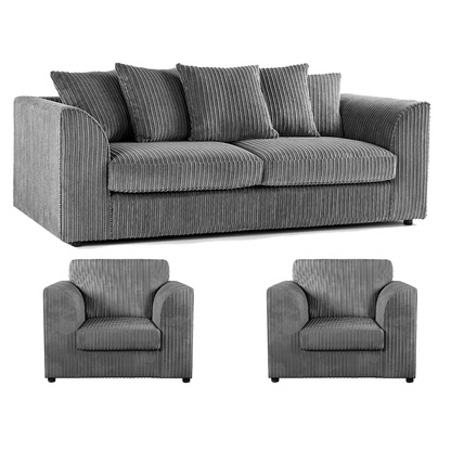 Luxor Full Jumbo Cord 3 Seater and 2 x Armchairs - Scatter Back