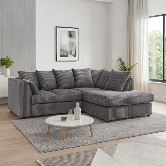 Luxor Cord Fabric 4 Seater Corner Sofa Scatter Back