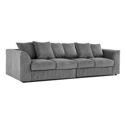 Luxor Cord Long Fabric 4 Seater - Scatter back