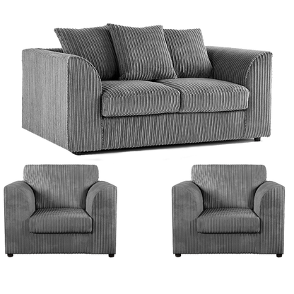 Luxor Jumbo Cord 2 Seater and 2 x Armchairs - Scatter Back