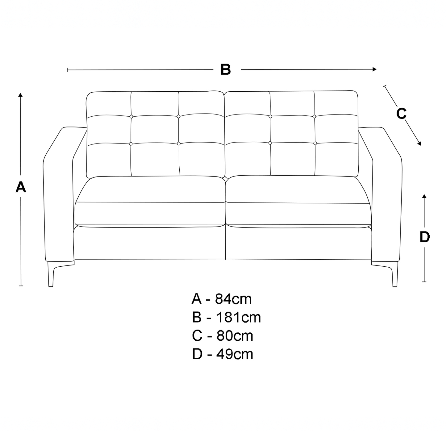 Hackney Fabric 3 Seater Sofa