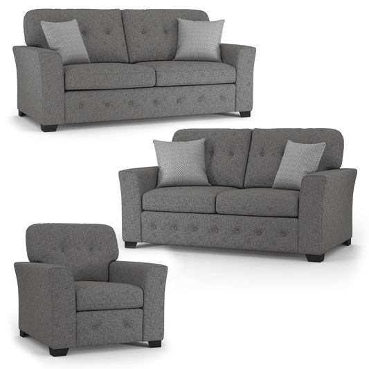 Hartley Fullback Tufted 3 Piece Sofa Suite