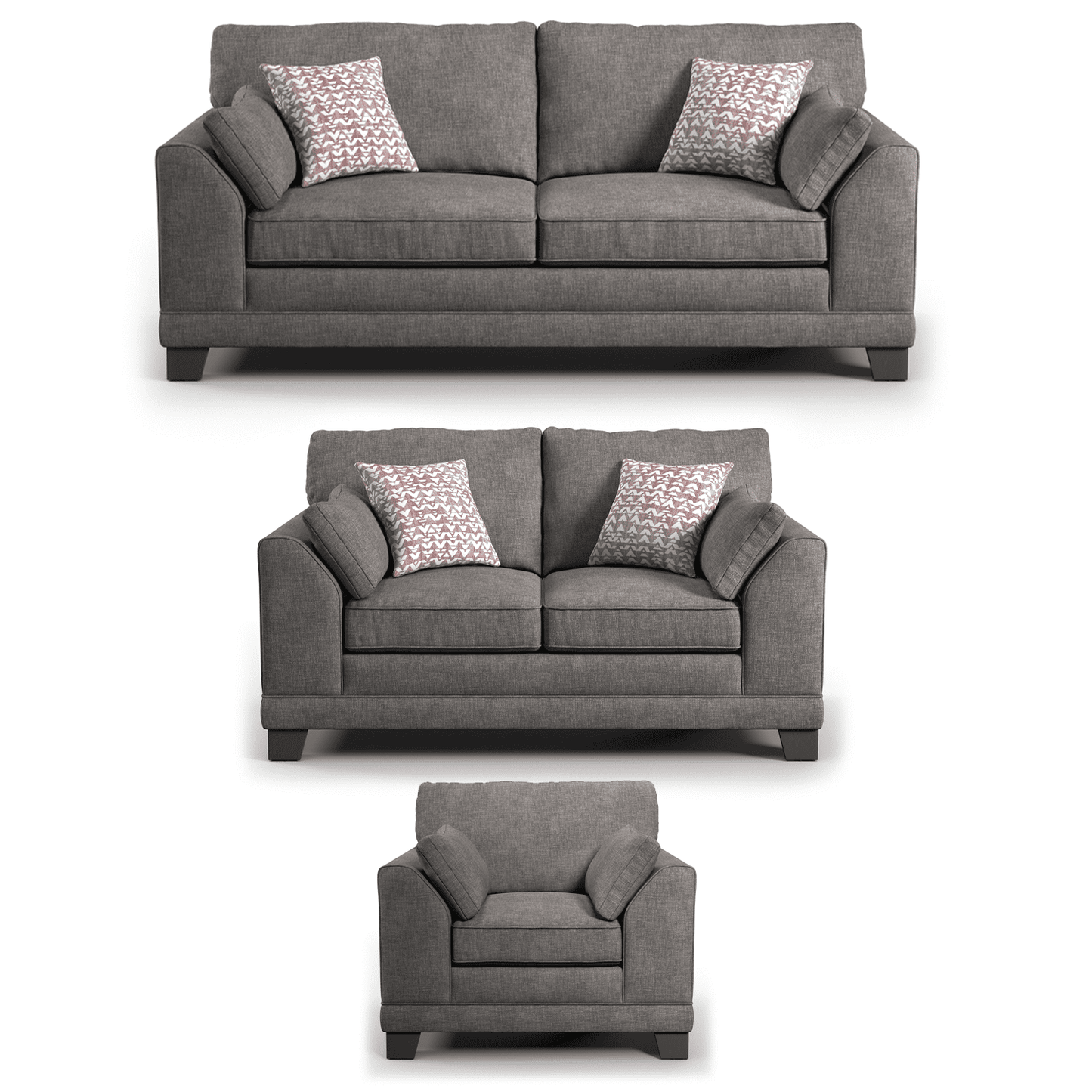Hilliard Fullback Fabric 3 Piece Sofa Suite