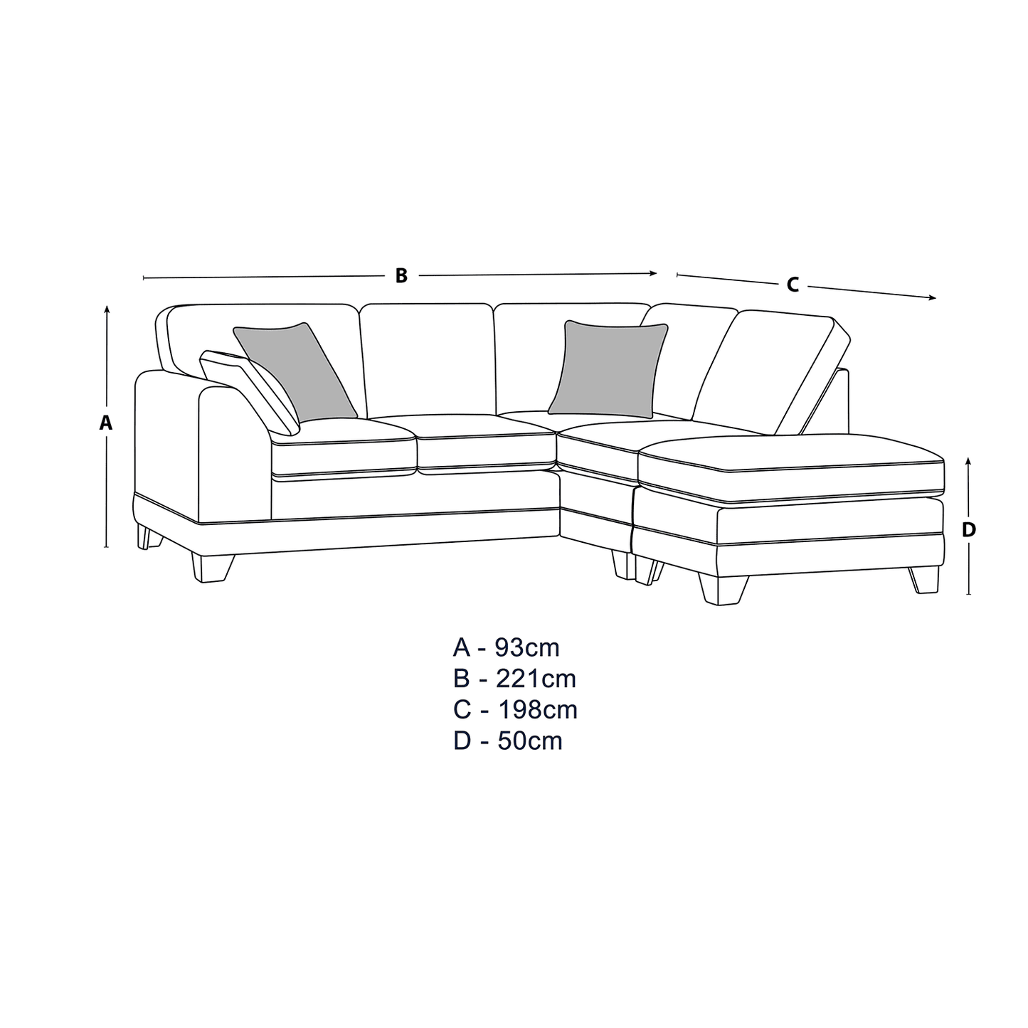 Hilliard Fullback Fabric 4 Seater Corner Sofa - 2