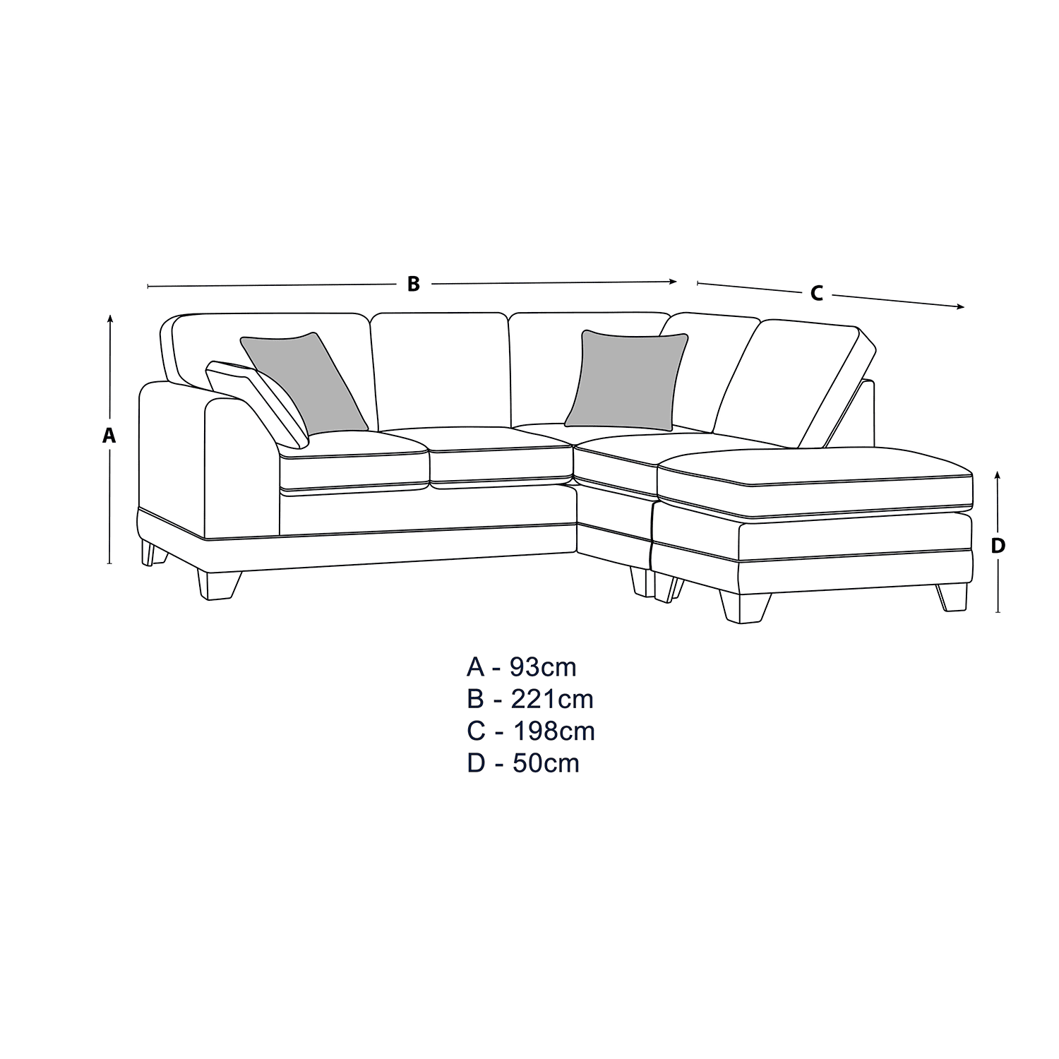 Hilliard Fullback Fabric 4 Seater Corner Sofa - 2