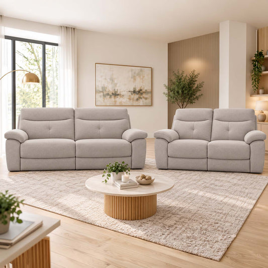 Keswick Power Recliner Beige or Grey Sofa Suite