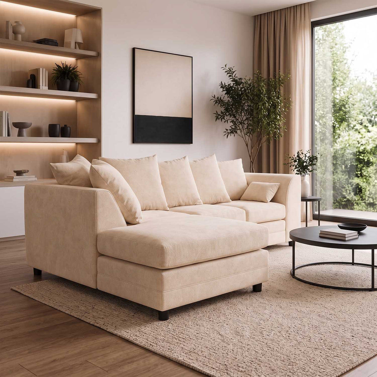Casper Chenille Fabric Corner Sofa