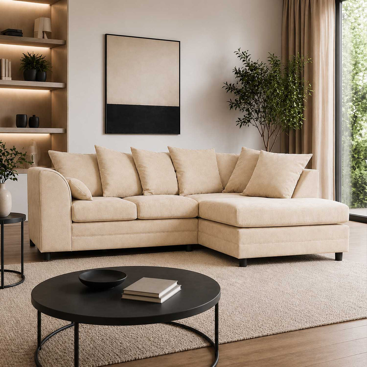 Casper Chenille Fabric Corner Sofa