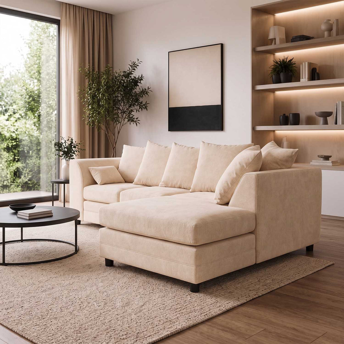 Casper Chenille Fabric Corner Sofa