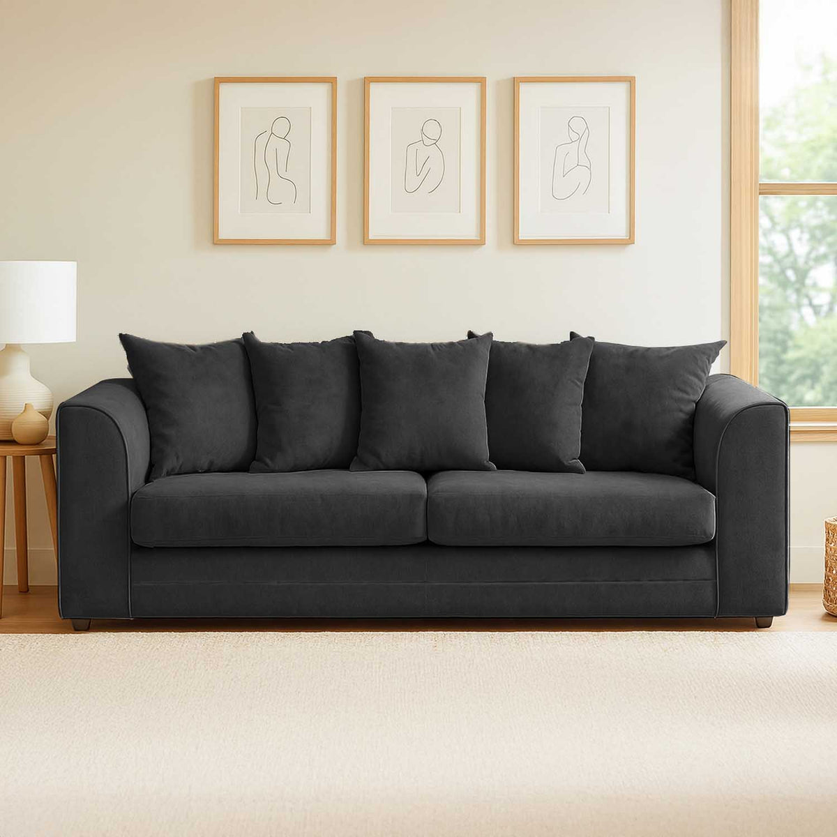 Casper Chenille Fabric 3 Seater Sofa