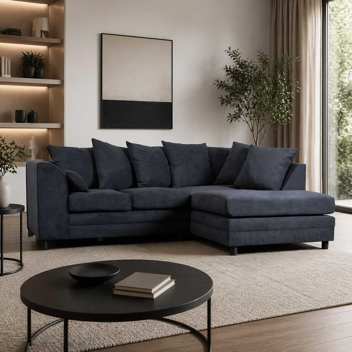 Casper Chenille Fabric Corner Sofa
