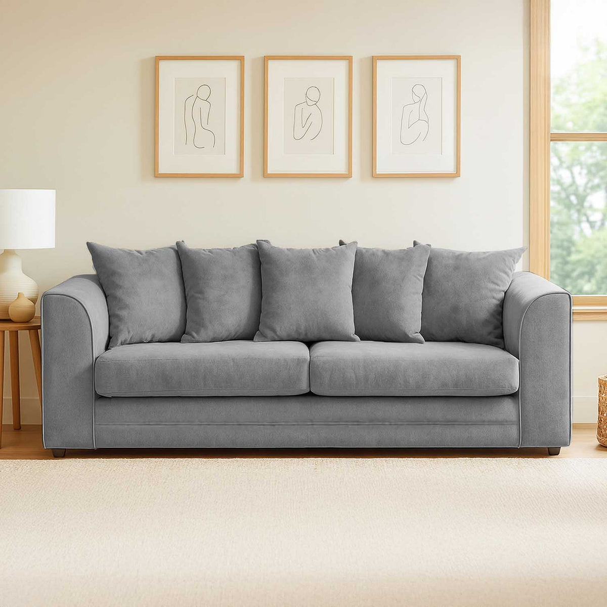 Casper Chenille Fabric 3 Seater Sofa