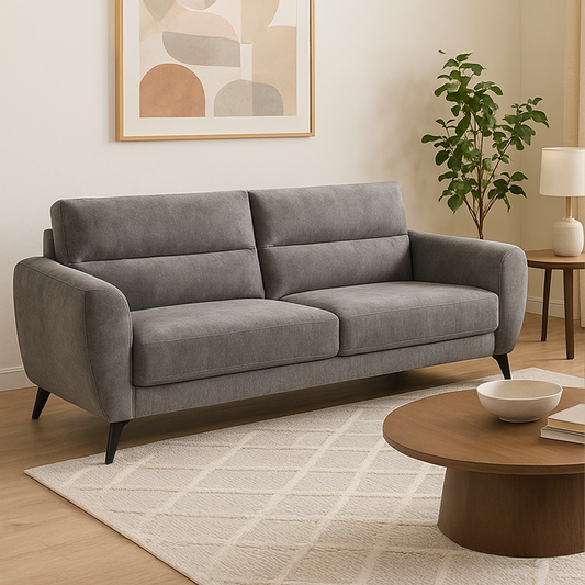 Leo Grey Seoul Battleshop Fabric 3 Seater