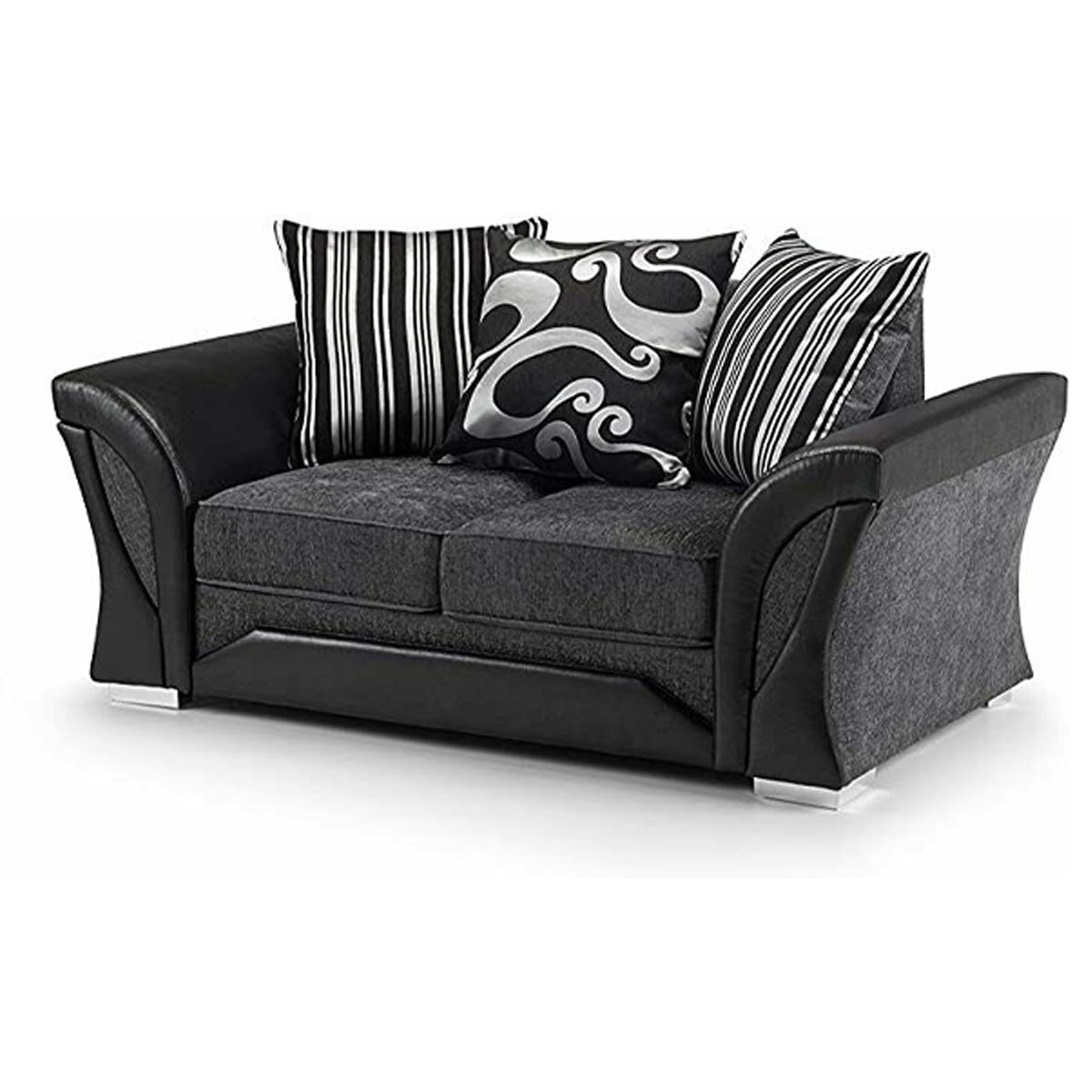 Lisbon Mixed Black and Grey Fabric Sofa Suite - 4