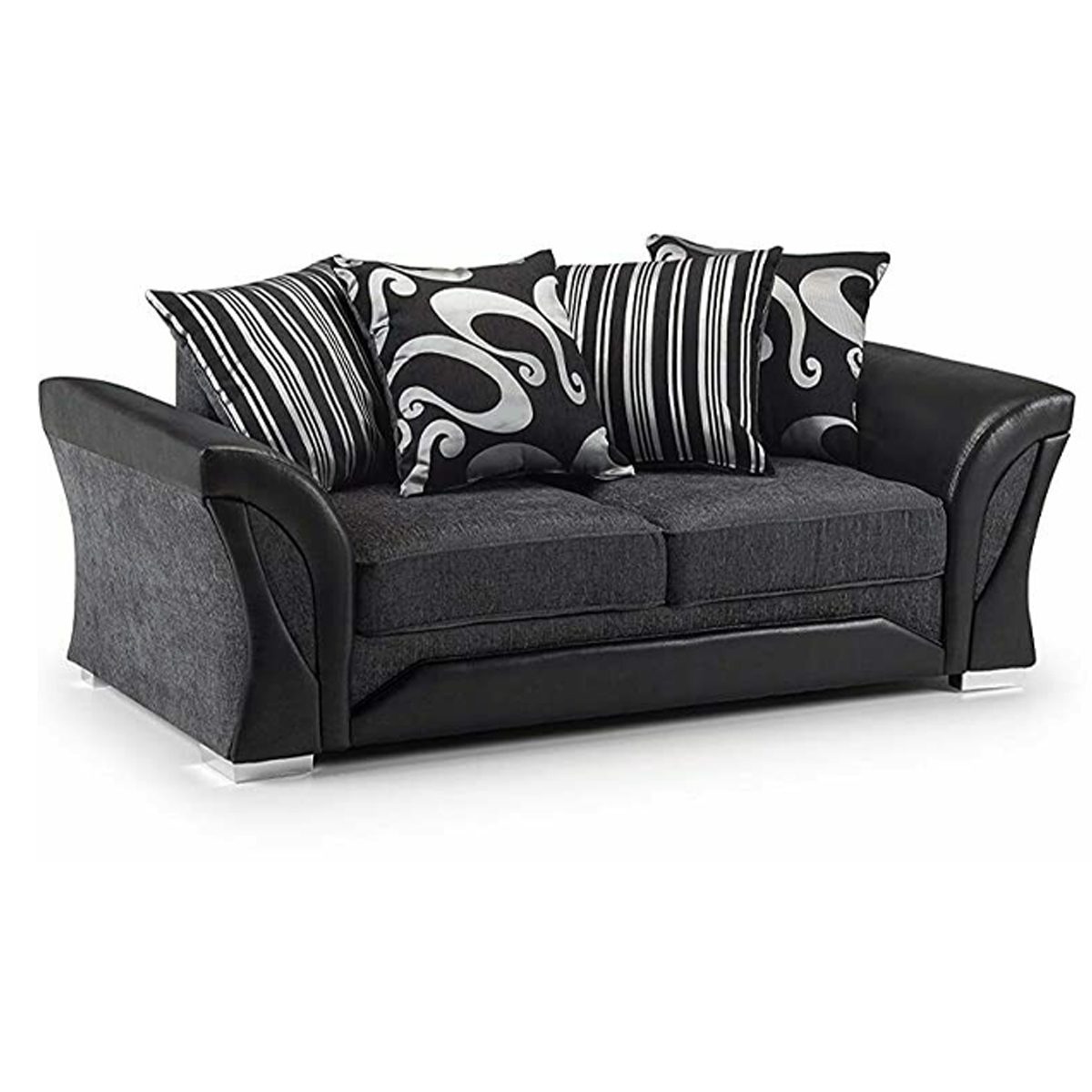 Lisbon Mixed Black and Grey Fabric Sofa Suite - 5