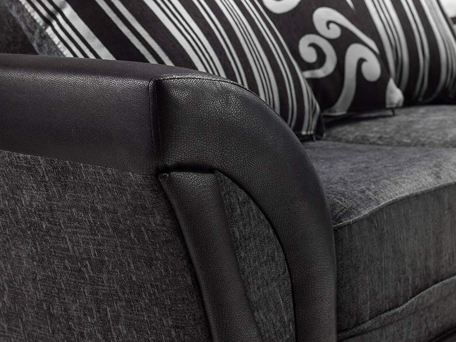 Lisbon Mixed Black and Grey 5 Seater Corner Sofa - 3