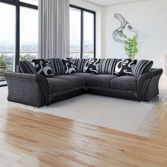 Lisbon Mixed Black and Grey 5 Seater Corner Sofa