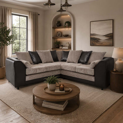 Ferguson / Luca Mixed Fabric 5 Seater Corner Sofa - Scatter Back