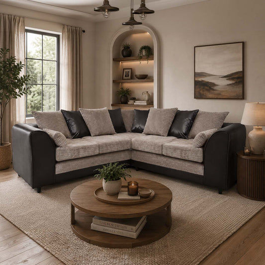 Ferguson / Luca Mixed Fabric 5 Seater Corner Sofa - Scatter Back