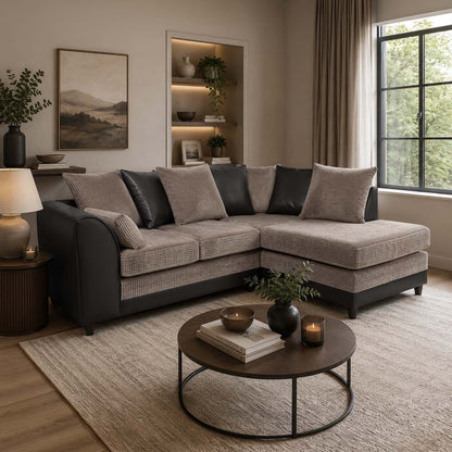 Luca Mixed Fabric 4 Seater Corner Sofa - Scatter Back