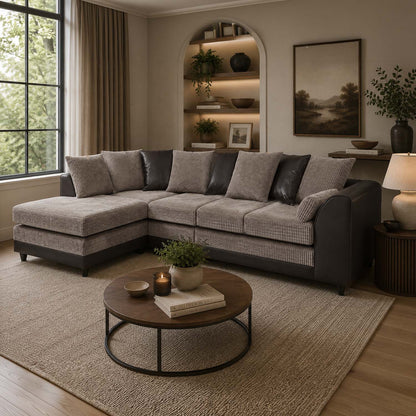Luca Mixed Fabric 5 Seater Corner Sofa - Scatter Back