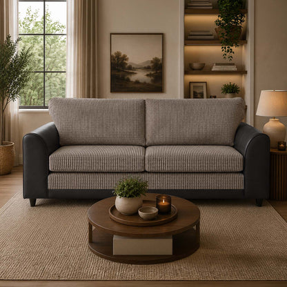 Luca Mixed Fabric 3 Seater - Full Back