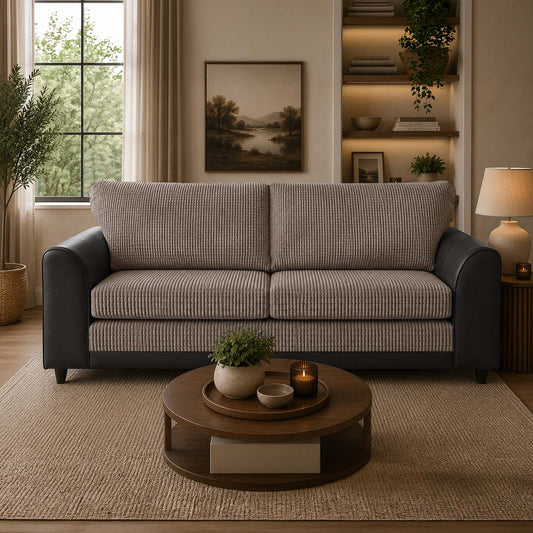 Luca Mixed Fabric 3 Seater - Full Back