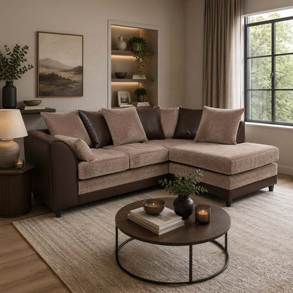 Luca Mixed Fabric 4 Seater Corner Sofa - Scatter Back