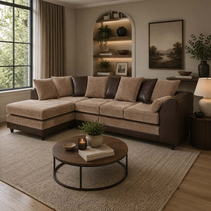 Luca Mixed Fabric 5 Seater Corner Sofa - Scatter Back