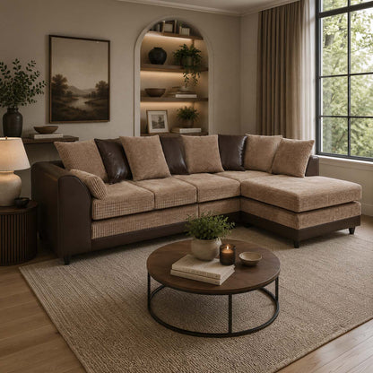 Luca Mixed Fabric 5 Seater Corner Sofa - Scatter Back